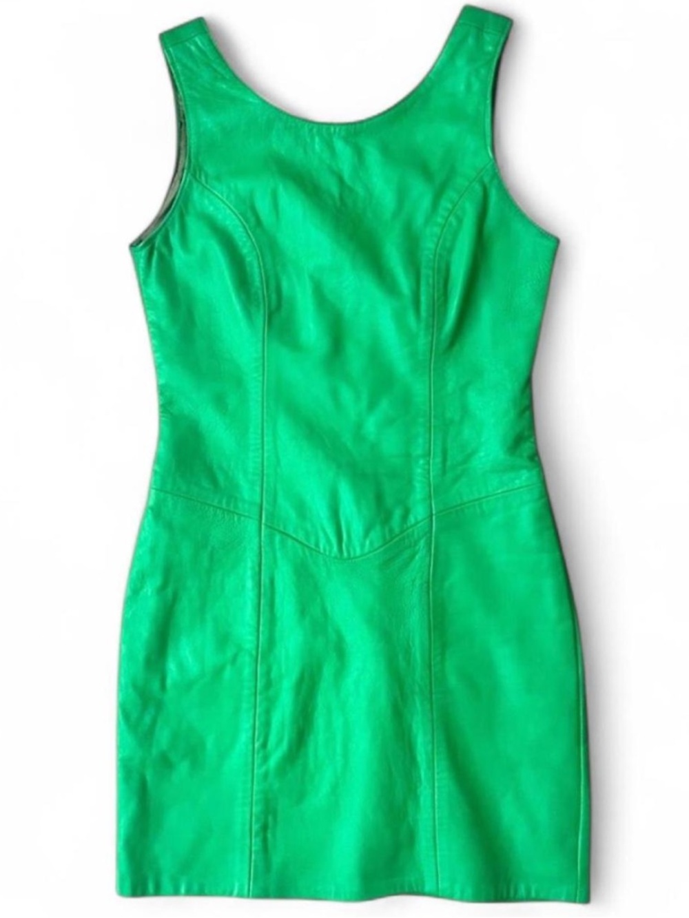 Vintage Kelly Green Leather Mini Dress SZ M